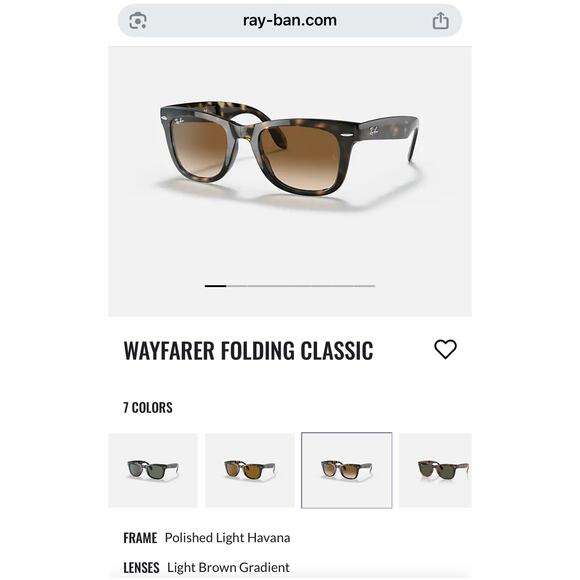 Ray-Ban Wayfarer Folding Classic Sunglasses Tortoise Gradient Brown - Picture 15 of 16